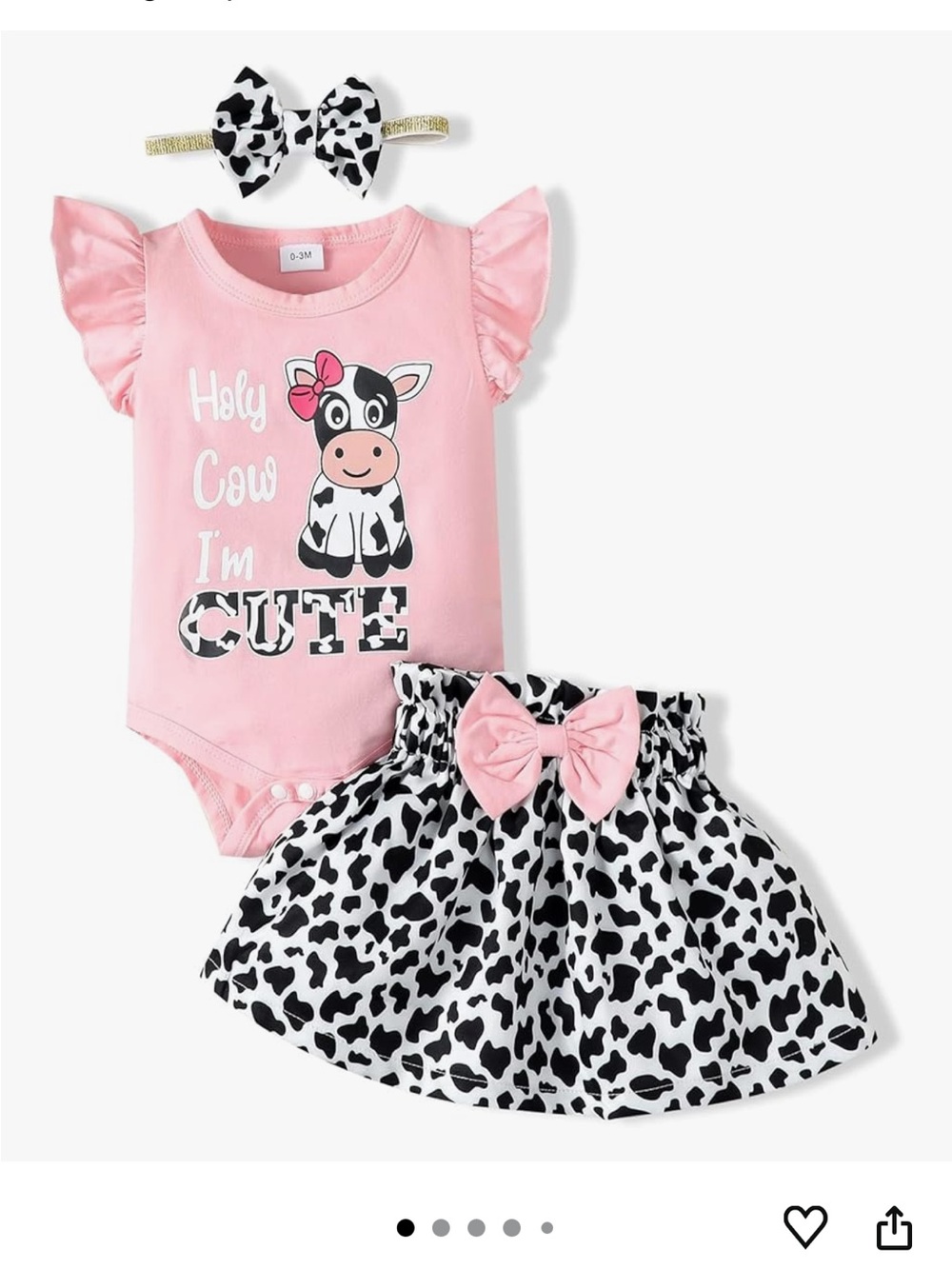 12-18mo Cow Graphic Baby Girl Outfit Set